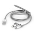 Papírenské zboží - USB kábel (2.0), USB A M - microUSB M + Apple Lightning M, 1m, 2 IN 1 strieborný, Verbatim, box, 48869, nastaviteľná koncovka Ligh