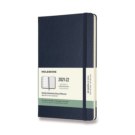 Papírenské zboží - 18měsíční diář Moleskine 2021-22 - tvrdé desky modrý
