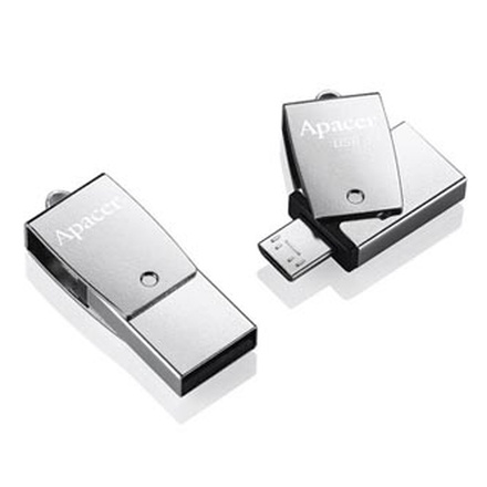 Papírenské zboží - Apacer USB flash disk OTG, USB 3.0 (3.2 Gen 1), 64GB, AH750, stříbrný, AP64GAH750S-1, USB