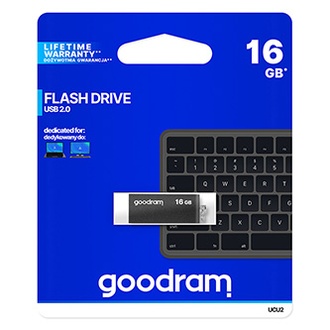 Papírenské zboží - Goodram USB flash disk, USB 2.0, 16GB, UCU2, černý, UCU2-0160K0R11, USB A, s otočnou kryt
