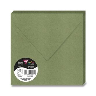 Papírenské zboží - Barevná obálka Clairefontaine 165 × 165 mm, 20 ks, tm. zelená