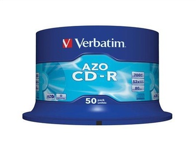 Papírenské zboží - CD-R 700MB, 80min., 52x, DLP Crystal AZO, Verbatim, 50-cake