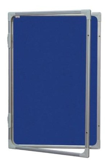 Papírenské zboží - Vitrína s vertikálním otevíráním 120x90cm, filcový modrý vnitřek, se zámkem