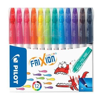 Papírenské zboží - Fixy "Frixion Colors", sada,12 barev, 0,39-0,7 mm, vymazatelný, PILOT