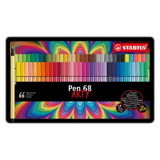 Papírenské zboží - Prémiový vláknový fix - STABILO Pen 68 - ARTY - 66 ks sada v plechu