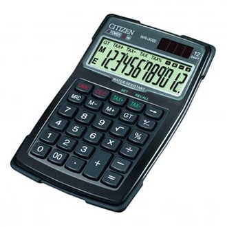 Papírenské zboží - Citizen Kalkulačka WR3000, černá, stolní s výpočtem DPH, dvanáctimístná, vodotěsná, prach