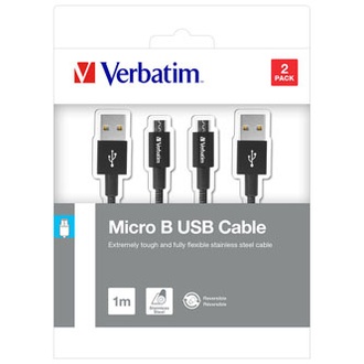 Papírenské zboží - Kabel USB (2.0), USB A M reversible- USB micro M reversible, 1m, reversible, 3 černý, Ve