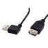 Papírenské zboží - USB predlžovačka (2.0), USB A M - USB A F, 0.3m, lomený 90&deg* (VĽAVO), čierny