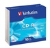 Papírenské zboží - CD-R 700MB, 80 minút, 52x, DL Extra Protection, Verbatim, slim box, 10ks/bal.