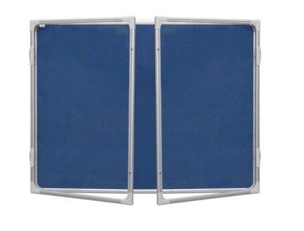Papírenské zboží - Vitrína s vertikálním otevíráním 120x180cm, filcový modrý vnitřek, se zámkem