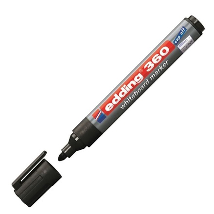 Papírenské zboží - Popisovač na bílou tabuli a flipchart "360", černá, 1,5-3mm, kuželový hrot, EDDING