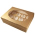 Papírenské zboží - Papierová krabička EKO na muffiny 330x250x100 mm hnedá s okienkom [25 ks]