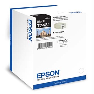 Papírenské zboží - Epson originální ink C13T74314010, black, 2500str., 49ml, Epson WorkForce Pro WP-M4525 DN