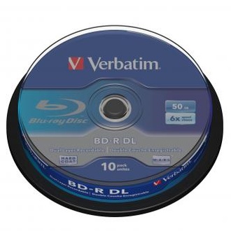 Papírenské zboží - Verbatim BD-R, Dual Layer 50GB, cake box, 43746, 6x, 10-pack, pro archivaci dat