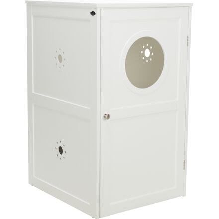 Papírenské zboží - XL domek na kočičí toaletu, 2 poličky, MDF, 53 x 90 x 58 cm, bílá 