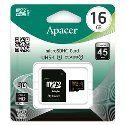 Papírenské zboží - Apacer paměťová karta Secure Digital, 16GB, micro SDHC, AP16GMCSH10U1-R, UHS-I U1 (Class