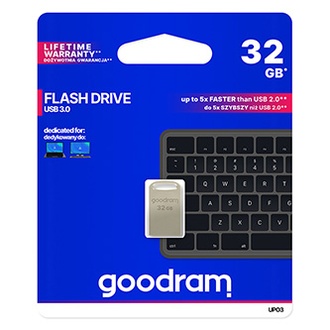 Papírenské zboží - Goodram USB flash disk, USB 3.0 (3.2 Gen 1), 32GB, UPO3, stříbrný, UPO3-0320S0R11, USB A,