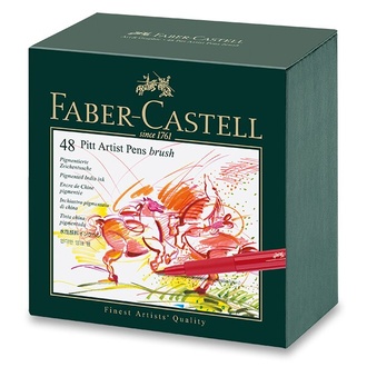 Papírenské zboží - Popisovač Faber-Castell Pitt Artist Pen Brush studio box, 48 ks