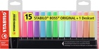 Papírenské zboží - Zvýrazňovač STABILO BOSS ORIGINAL - 15 ks deskset - 9 neónových a 6 pastelových farieb