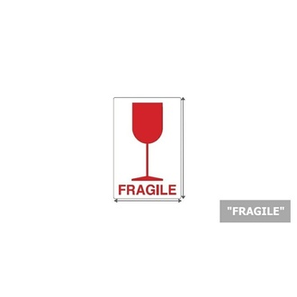 Papírenské zboží - Přepravní etikety "FRAGILE" (červený pohár) 90 x 130 mm, 500 ks/rl.