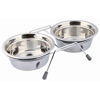 Papírenské zboží - Nerez stojánek + 2 misky se silikonovým kroužkem 900ml/16cm 