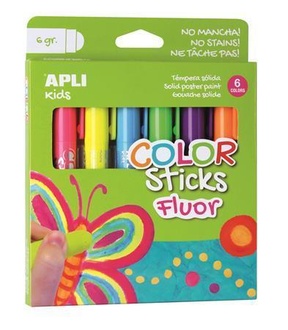 Papírenské zboží - Temperové tyčinky "Kids", 6 různých fluorescenčních barev, APLI
