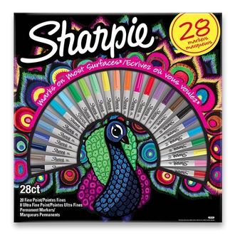 Papírenské zboží - Permanentní popisovač Sharpie Fine + Ultra Fine Peacock sada 28 ks