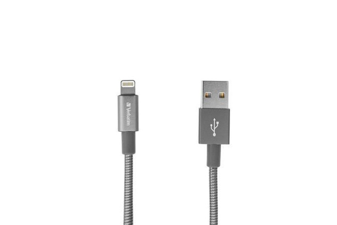 Papírenské zboží - USB kabel, šedá, lightning, 100 cm, VERBATIM