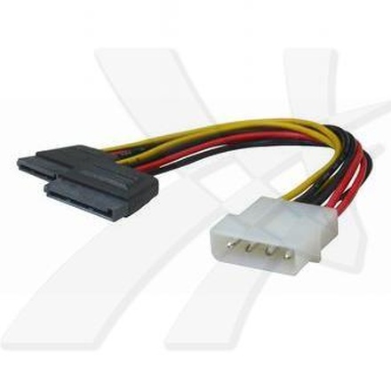 Papírenské zboží - Kabel k hardisku S-ata napájecí, DC 5,25" M- DC SATA 2x M, 0.2m, rozdvojka, color, L
