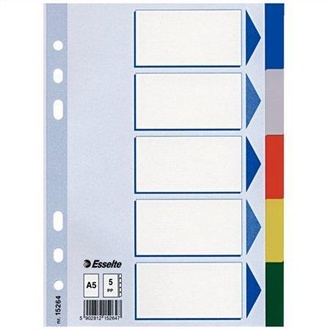 Papírenské zboží - Plastové barevné rozlišovače Esselte, A5, Mix barev
