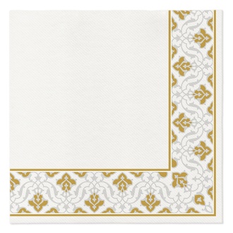 Papírenské zboží - Ubrousky PAW AIRLAID 40x40 cm - Floral Frame Gold [50 ks]
