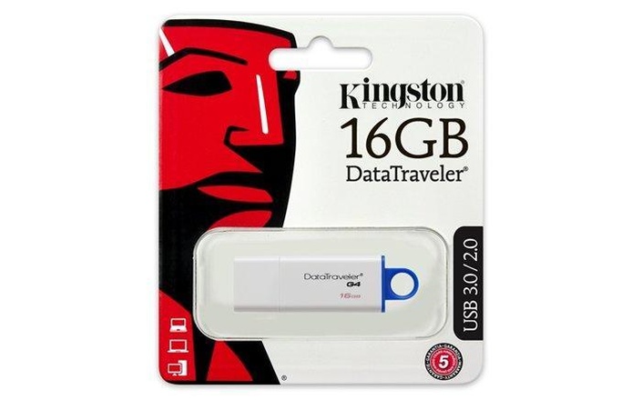 Papírenské zboží - USB flash disk "DTI G4", modrá, 16GB, USB 3.0, KINGSTON