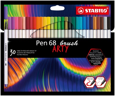 Papírenské zboží - Vláknový fix s flexibilním štětcovým hrotem STABILO Pen 68 brush ARTY - 30 ks sada