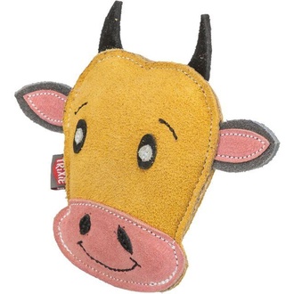 Papírenské zboží - Cow - hlava krávy, 17 cm, hračka pro psy, 100% pravá kůže, žlutá