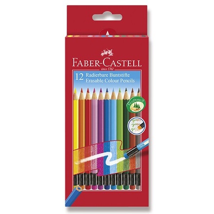Papírenské zboží - Pastelky Faber-Castell 116612 s barevnou pryží 12 barev