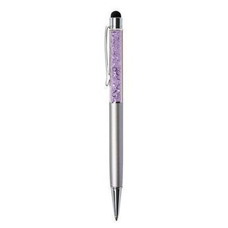 Papírenské zboží - Kuličkové pero "Touch", SWAROVSKI® Crystals, stříbrná, fialový krystal