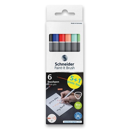 Papírenské zboží - Popisovač Schneider Paint-it 070 Brush sada 6 ks, základní a pastelové barvy