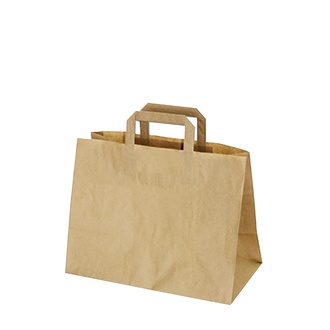 Papírenské zboží - Papírové tašky 32+16 x 27 cm hnědé [50 ks]
