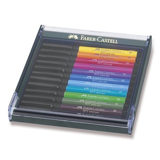 Papírenské zboží - Popisovače Faber-Castell Pitt Artist Pen Brush 12 ks, základní barvy