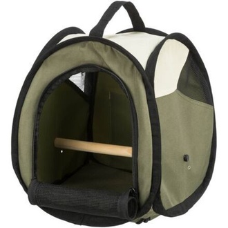 Papírenské zboží - Transportní taška s bidýlkem pro ptáky tmavě  27x32x27 cm olivová 