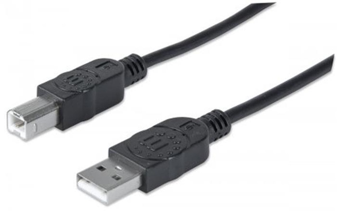 Papírenské zboží - USB 2.0 kabel, USB A - USB B, 1,8 m, MANHATTAN, černý