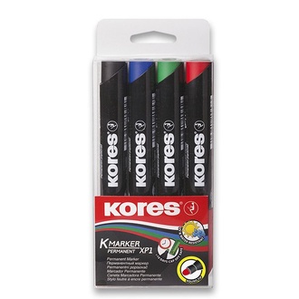 Papírenské zboží - Permanentní popisovač Kores K-Marker sada 4 barev