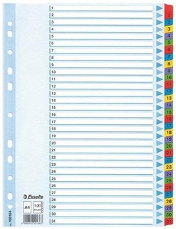 Papírenské zboží - Zesílené kartonové rejstříky Esselte Mylar, A4, Mix barev