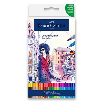 Papírenské zboží - Popisovač Faber-Castell 164618 Goldfaber Aqua Dual Marker sada, 18 barev