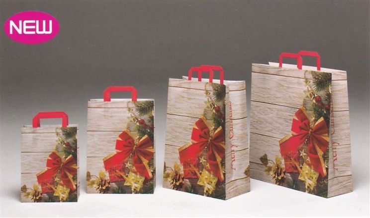 Papírenské zboží - Taška dárková vánoční 22x10x29 cm červená mašle