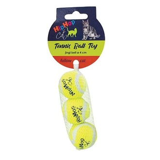 Papírenské zboží - Balení-tenisový míček s rolničkou 4 cm HIPHOP CAT (3 ks v bal.) 
