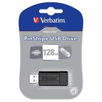Papírenské zboží - Verbatim USB flash disk, 2.0, 128GB, Pinstripe, černý, 49071