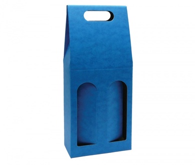 Papírenské zboží - Odnosná krabice na víno 2 láhve modrá
