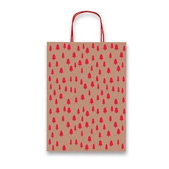 Papírenské zboží - Dárková taška Kraft Natale červená