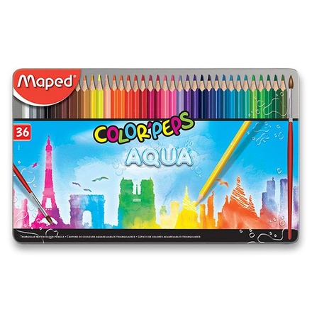 Papírenské zboží - Pastelky Maped Color'Peps Metal Box Aqua 36 barev + štětec